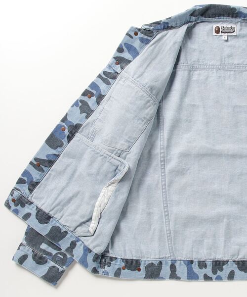 Aape エーエイプ　デニムジャケット カモフラージュフード付き　ベイプスタ ア ベイシング エイプ A BATHING APE カモフラ柄フード