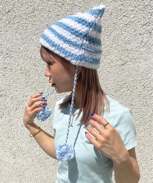 HIKA（ヒカ）の「【HIKA】猫耳ボンボンワッチCAP（ニットキャップ