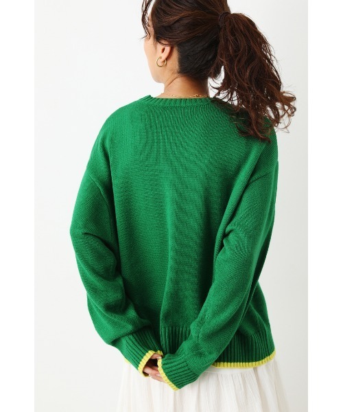 RODEO CROWNS WIDE BOWL（ロデオクラウンズワイドボウル）の「ポイントカラーニットトップス（ニット/セーター・レディース・グリーン/アイボリー/ネイビー・FREE）」の13枚目の写真