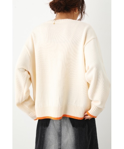 RODEO CROWNS WIDE BOWL（ロデオクラウンズワイドボウル）の「ポイントカラーニットトップス（ニット/セーター・レディース・グリーン/アイボリー/ネイビー・FREE）」の10枚目の写真