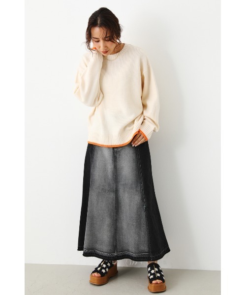 RODEO CROWNS WIDE BOWL（ロデオクラウンズワイドボウル）の「ポイントカラーニットトップス（ニット/セーター・レディース・グリーン/アイボリー/ネイビー・FREE）」の15枚目の写真