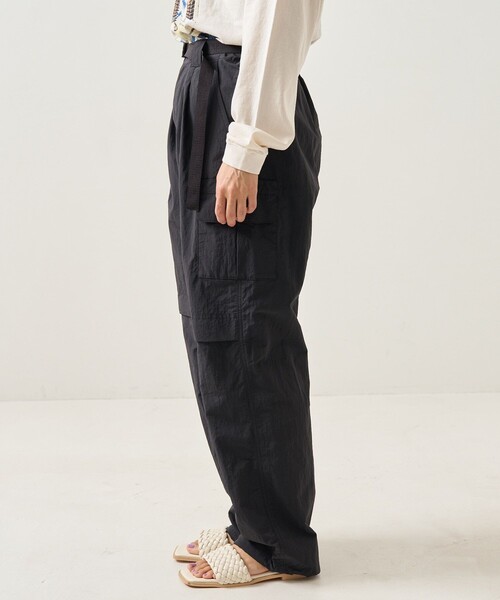 FREAK'S STORE（フリークスストア）の「ベルト付きナイロンパンツ（カーゴパンツ・レディース・ブラック/ベージュ/オフホワイト/オリーブ・ﾌﾘ-）」の22枚目の写真