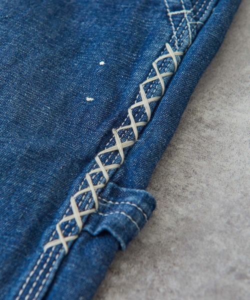 TOBILA(トビラ)の「9オンス綿麻デニムサスペンダー付ワイドパンツ(デニムパンツ・レディース・インディゴブルー/ライトブルー・M)」の10枚目の写真