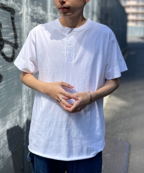 Healthknit(ヘルスニット)の「【Healthknit】P-906S パック入り ヘンリーコットンTシャツ 半袖 5.4oz(Tシャツ/カットソー・メンズ・ホワイト/ベージュ/ブラック/グレー/チャコールグレー/ネイビー・XL/M/L)」の2枚目の写真