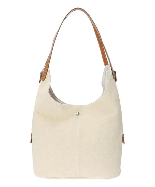 Samansa Mos2 blue（サマンサモスモスブルー）の「キャンバス×合皮ダブルジップトートバッグ（ハンドバッグ・レディース・ネイビー/キナリ/カーキ・ﾌﾘ-）」の5枚目の写真