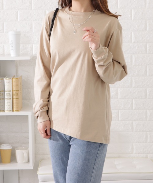 DAYRA(デイラ)の「ラウンドネックコットン長袖カラープルオーバー(シャツ/ブラウス・レディース・ダークグレー/グリーン/グレイッシュベージュ/ブラック/ホワイト・M/S/L/XL)」の4枚目の写真