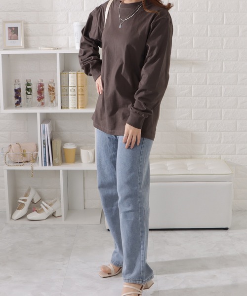 DAYRA(デイラ)の「ラウンドネックコットン長袖カラープルオーバー(シャツ/ブラウス・レディース・ダークグレー/グリーン/グレイッシュベージュ/ブラック/ホワイト・M/S/L/XL)」の19枚目の写真