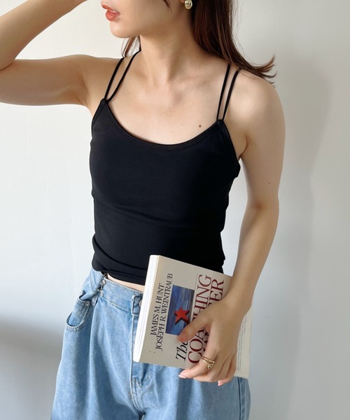 CLEA(クレア)の「カップ付き バッククロスストラップキャミインナー(キャミソール・レディース・ブラウン/グレー/ホワイト/ブラック・FREE)」の15枚目の写真