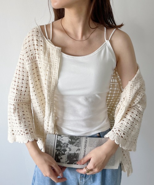 CLEA(クレア)の「カップ付き バッククロスストラップキャミインナー(キャミソール・レディース・ブラウン/グレー/ホワイト/ブラック・FREE)」の5枚目の写真