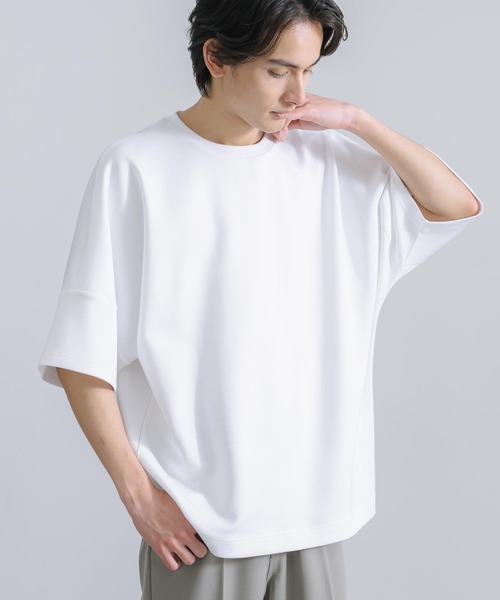 Rocky Monroe(ロッキーモンロー)の「オーバーサイズ ドルマン半袖Tシャツ 接触冷感(Tシャツ/カットソー・メンズ・ホワイト/ライトグレー/ブラック/ネイビー/グリーン/ブルーグレー・M/L)」の2枚目の写真