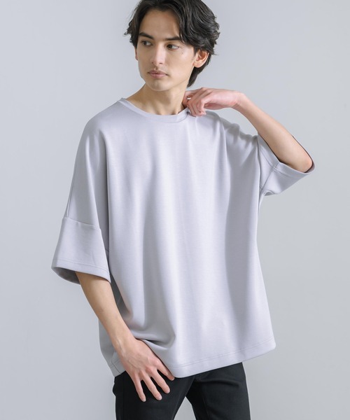 Rocky Monroe(ロッキーモンロー)の「オーバーサイズ ドルマン半袖Tシャツ 接触冷感(Tシャツ/カットソー・メンズ・ホワイト/ライトグレー/ブラック/ネイビー/グリーン/ブルーグレー・M/L)」の4枚目の写真