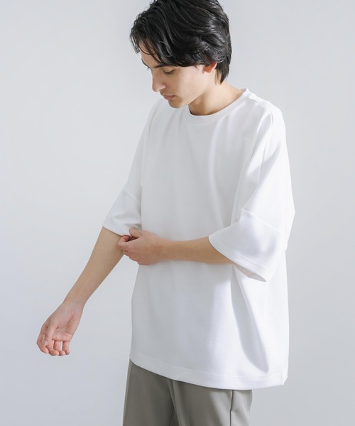 Rocky Monroe(ロッキーモンロー)の「オーバーサイズ ドルマン半袖Tシャツ 接触冷感(Tシャツ/カットソー・メンズ・ホワイト/ライトグレー/ブラック/ネイビー/グリーン/ブルーグレー・M/L)」の8枚目の写真