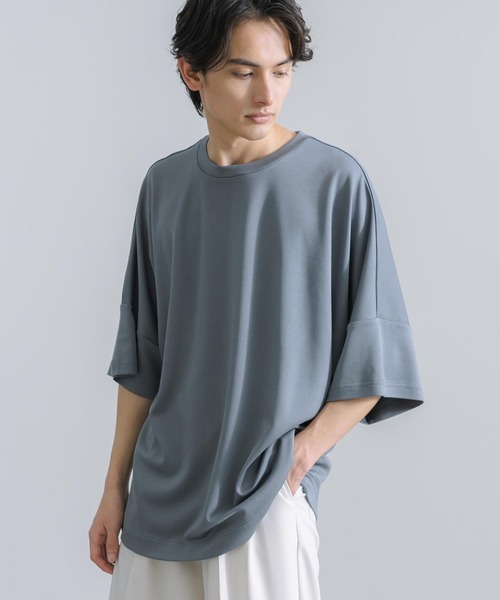 Rocky Monroe(ロッキーモンロー)の「オーバーサイズ ドルマン半袖Tシャツ 接触冷感(Tシャツ/カットソー・メンズ・ホワイト/ライトグレー/ブラック/ネイビー/グリーン/ブルーグレー・M/L)」の19枚目の写真