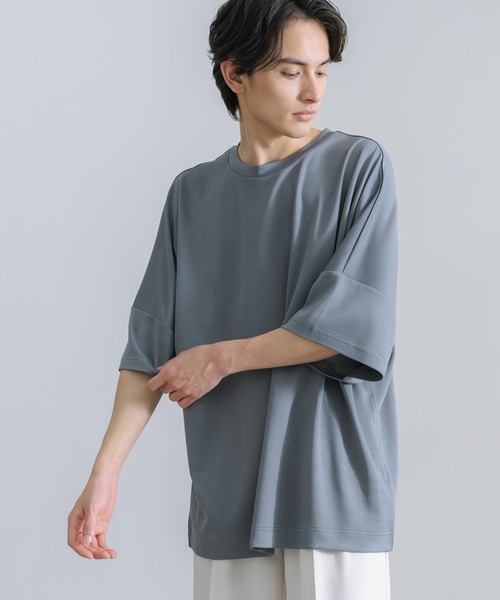 Rocky Monroe(ロッキーモンロー)の「オーバーサイズ ドルマン半袖Tシャツ 接触冷感(Tシャツ/カットソー・メンズ・ホワイト/ライトグレー/ブラック/ネイビー/グリーン/ブルーグレー・M/L)」の20枚目の写真