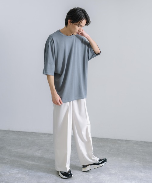 Rocky Monroe(ロッキーモンロー)の「オーバーサイズ ドルマン半袖Tシャツ 接触冷感(Tシャツ/カットソー・メンズ・ホワイト/ライトグレー/ブラック/ネイビー/グリーン/ブルーグレー・M/L)」の22枚目の写真