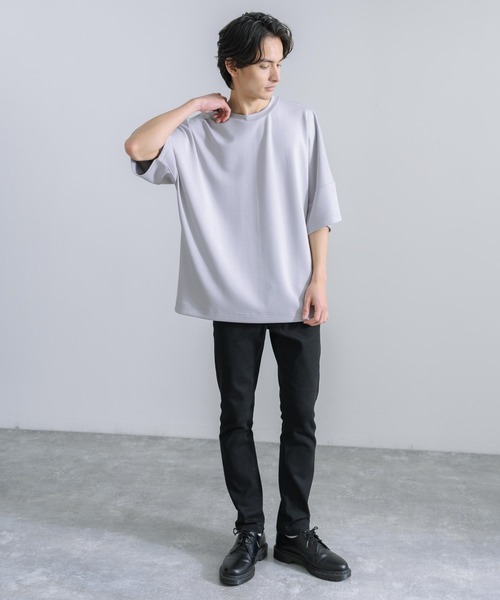 Rocky Monroe(ロッキーモンロー)の「オーバーサイズ ドルマン半袖Tシャツ 接触冷感(Tシャツ/カットソー・メンズ・ホワイト/ライトグレー/ブラック/ネイビー/グリーン/ブルーグレー・M/L)」の18枚目の写真