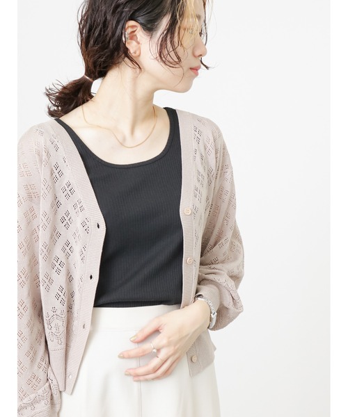 Samansa Mos2 blue(サマンサモスモスブルー)の「透かしカーディガン(カーディガン/ボレロ・レディース・キナリ/サックスブルー/ライトベージュ・フリ-)」の5枚目の写真