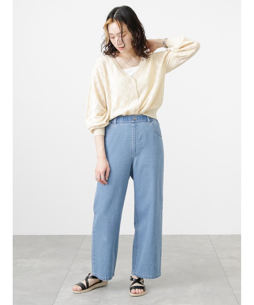 Samansa Mos2 blue(サマンサモスモスブルー)の「透かしカーディガン(カーディガン/ボレロ・レディース・キナリ/サックスブルー/ライトベージュ・フリ-)」の7枚目の写真