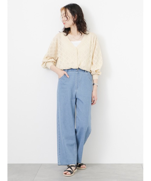 Samansa Mos2 blue(サマンサモスモスブルー)の「透かしカーディガン(カーディガン/ボレロ・レディース・キナリ/サックスブルー/ライトベージュ・フリ-)」の9枚目の写真