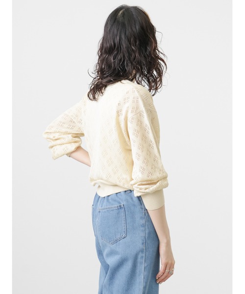 Samansa Mos2 blue(サマンサモスモスブルー)の「透かしカーディガン(カーディガン/ボレロ・レディース・キナリ/サックスブルー/ライトベージュ・フリ-)」の15枚目の写真