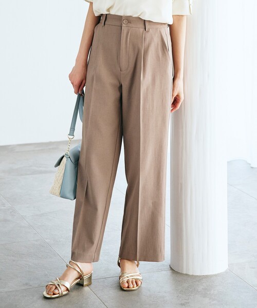 grove（グローブ）の「◆ソフトな清涼感！！シワになりにくいキレイ目ストレート夏パンツ！！（その他パンツ・レディース・アイボリー/オレンジ/ブラック/ブラウン系・02/03/01/05/04）」の4枚目の写真