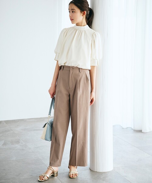 grove（グローブ）の「◆ソフトな清涼感！！シワになりにくいキレイ目ストレート夏パンツ！！（その他パンツ・レディース・アイボリー/オレンジ/ブラック/ブラウン系・02/03/01/05/04）」の7枚目の写真