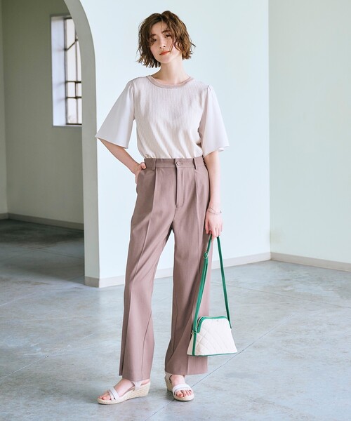 grove（グローブ）の「◆ソフトな清涼感！！シワになりにくいキレイ目ストレート夏パンツ！！（その他パンツ・レディース・アイボリー/オレンジ/ブラック/ブラウン系・02/03/01/05/04）」の8枚目の写真