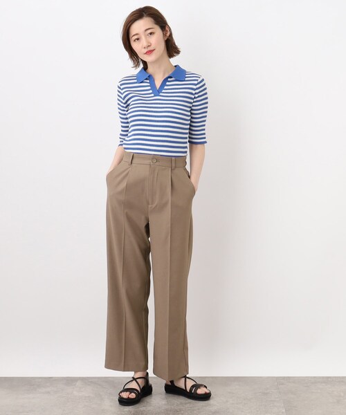 grove（グローブ）の「◆ソフトな清涼感！！シワになりにくいキレイ目ストレート夏パンツ！！（その他パンツ・レディース・アイボリー/オレンジ/ブラック/ブラウン系・02/03/01/05/04）」の9枚目の写真