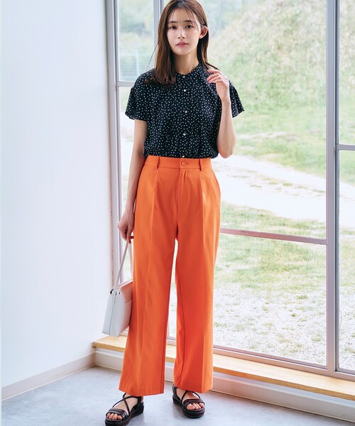 grove（グローブ）の「◆ソフトな清涼感！！シワになりにくいキレイ目ストレート夏パンツ！！（その他パンツ・レディース・アイボリー/オレンジ/ブラック/ブラウン系・02/03/01/05/04）」の14枚目の写真