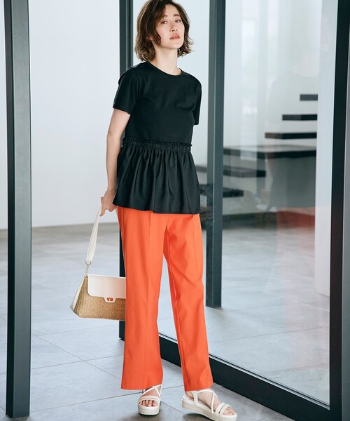 grove（グローブ）の「◆ソフトな清涼感！！シワになりにくいキレイ目ストレート夏パンツ！！（その他パンツ・レディース・アイボリー/オレンジ/ブラック/ブラウン系・02/03/01/05/04）」の16枚目の写真