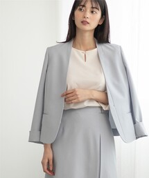 index | セットアップ対応 リネンライクノーカラージャケット【ストレッチ/イージーケア/アンチピリング】(ノーカラージャケット)