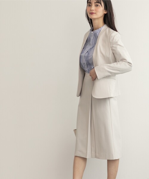 index（インデックス）の「◆セットアップ対応 リネンライクノーカラージャケット【洗える/イージーケア/アンチピリング/ストレッチ】（ノーカラージャケット・レディース・ライトグレー/ネイビー/ネイビー系5/ライトブルー・36/40/38/42）」の9枚目の写真