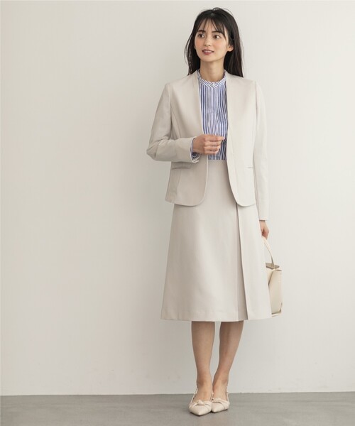 index（インデックス）の「◆セットアップ対応 リネンライクノーカラージャケット【洗える/イージーケア/アンチピリング/ストレッチ】（ノーカラージャケット・レディース・ライトグレー/ネイビー/ネイビー系5/ライトブルー・36/40/38/42）」の10枚目の写真