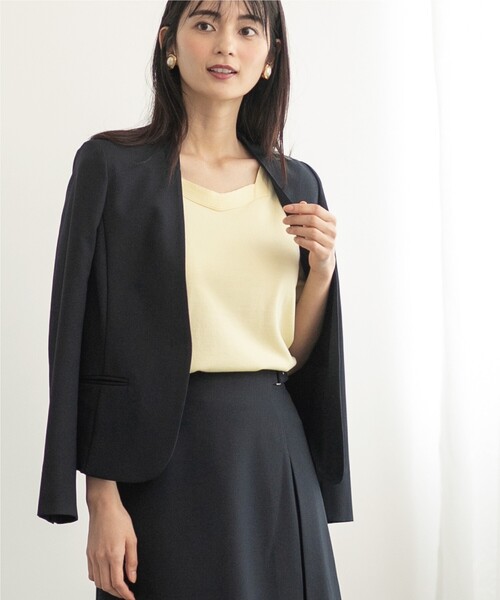 index（インデックス）の「◆セットアップ対応 リネンライクノーカラージャケット【洗える/イージーケア/アンチピリング/ストレッチ】（ノーカラージャケット・レディース・ライトグレー/ネイビー/ネイビー系5/ライトブルー・36/40/38/42）」の15枚目の写真