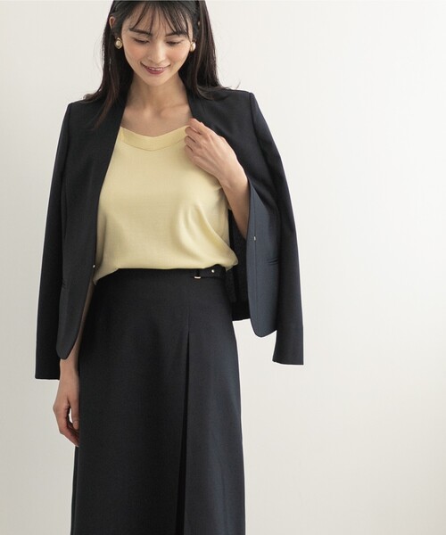 index（インデックス）の「◆セットアップ対応 リネンライクノーカラージャケット【洗える/イージーケア/アンチピリング/ストレッチ】（ノーカラージャケット・レディース・ライトグレー/ネイビー/ネイビー系5/ライトブルー・36/40/38/42）」の16枚目の写真