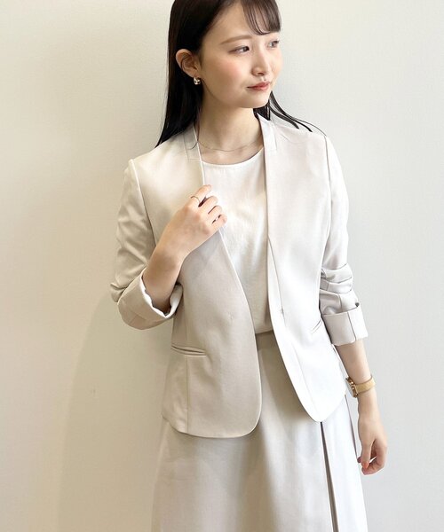 index（インデックス）の「◆セットアップ対応 リネンライクノーカラージャケット【洗える/イージーケア/アンチピリング/ストレッチ】（ノーカラージャケット・レディース・ライトグレー/ネイビー/ネイビー系5/ライトブルー・36/40/38/42）」の19枚目の写真