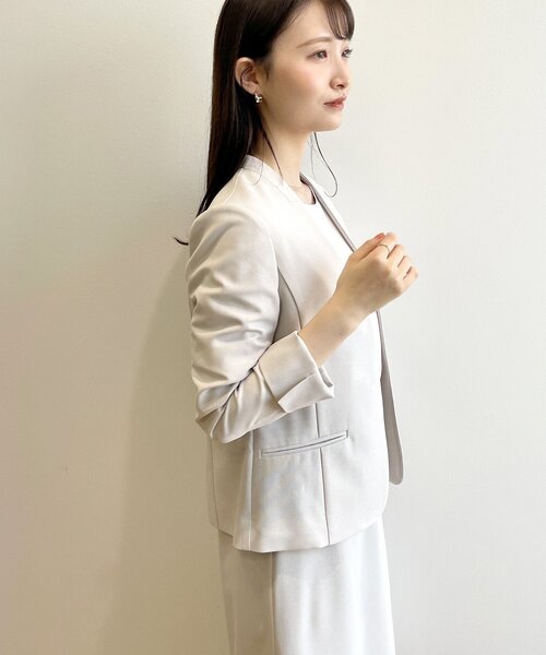 index（インデックス）の「◆セットアップ対応 リネンライクノーカラージャケット【洗える/イージーケア/アンチピリング/ストレッチ】（ノーカラージャケット・レディース・ライトグレー/ネイビー/ネイビー系5/ライトブルー・36/40/38/42）」の20枚目の写真