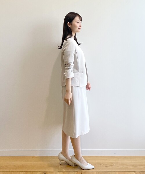 index（インデックス）の「◆セットアップ対応 リネンライクノーカラージャケット【洗える/イージーケア/アンチピリング/ストレッチ】（ノーカラージャケット・レディース・ライトグレー/ネイビー/ネイビー系5/ライトブルー・36/40/38/42）」の22枚目の写真