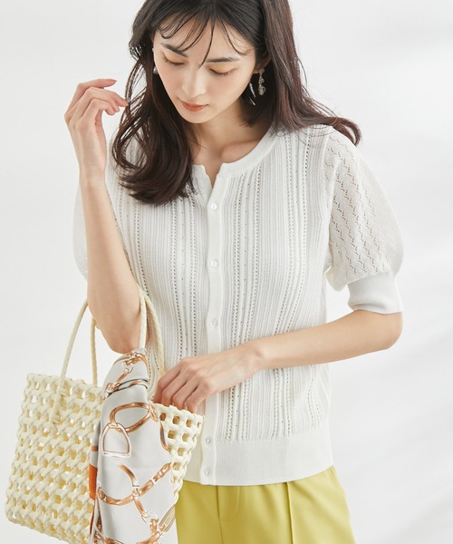 ROPE' PICNIC(ロペピクニック)の「アイレットカーディガン(カーディガン/ボレロ・レディース・ブラック/オフホワイト/イエロー系その他/ブルー系その他4・38)」の2枚目の写真