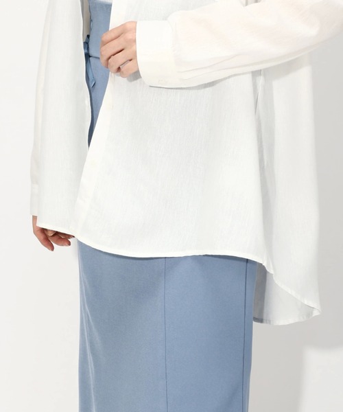 MISCH MASCH（ミッシュマッシュ）の「フレンチリネンシャツカラー長袖（シャツ/ブラウス・レディース・ベージュ/ネイビー/ホワイト/ピンク・MEDIUM）」の5枚目の写真