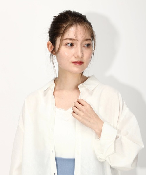 MISCH MASCH（ミッシュマッシュ）の「フレンチリネンシャツカラー長袖（シャツ/ブラウス・レディース・ベージュ/ネイビー/ホワイト/ピンク・MEDIUM）」の6枚目の写真