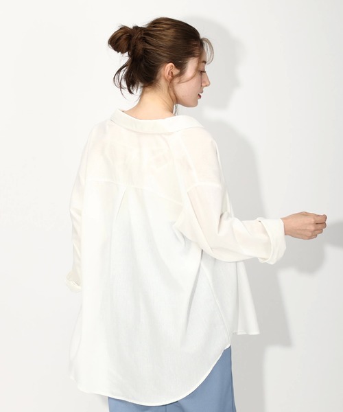 MISCH MASCH（ミッシュマッシュ）の「フレンチリネンシャツカラー長袖（シャツ/ブラウス・レディース・ベージュ/ネイビー/ホワイト/ピンク・MEDIUM）」の9枚目の写真