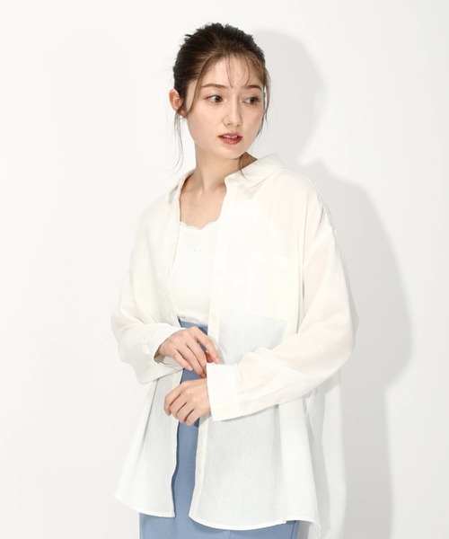 MISCH MASCH（ミッシュマッシュ）の「フレンチリネンシャツカラー長袖（シャツ/ブラウス・レディース・ベージュ/ネイビー/ホワイト/ピンク・MEDIUM）」の10枚目の写真