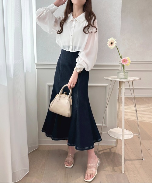 apres jour（アプレジュール）の「パールカラーシアーショートシャツ【ZOZOTOWN限定アイテム】（シャツ/ブラウス・レディース・オフホワイト/ラベンダー/グレー・X-LARGE/フリー）」の8枚目の写真