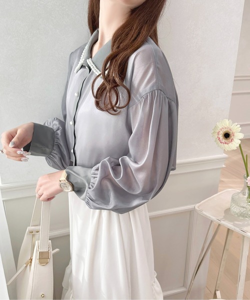apres jour（アプレジュール）の「パールカラーシアーショートシャツ【ZOZOTOWN限定アイテム】（シャツ/ブラウス・レディース・オフホワイト/ラベンダー/グレー・X-LARGE/フリー）」の14枚目の写真