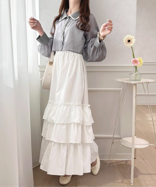 apres jour（アプレジュール）の「パールカラーシアーショートシャツ【ZOZOTOWN限定アイテム】（シャツ/ブラウス・レディース・オフホワイト/ラベンダー/グレー・X-LARGE/フリー）」の16枚目の写真