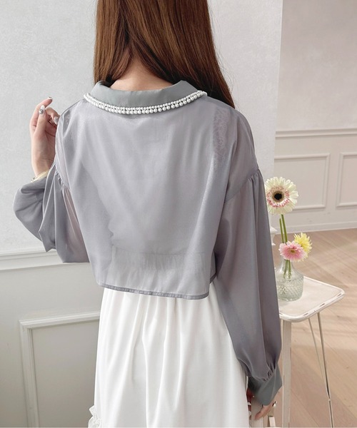 apres jour（アプレジュール）の「パールカラーシアーショートシャツ【ZOZOTOWN限定アイテム】（シャツ/ブラウス・レディース・オフホワイト/ラベンダー/グレー・X-LARGE/フリー）」の17枚目の写真