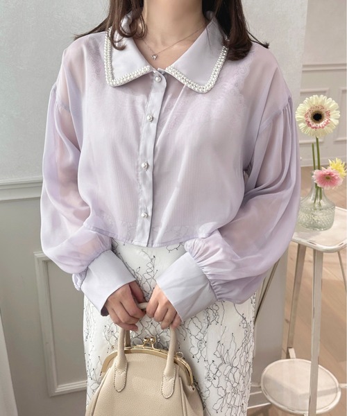 apres jour（アプレジュール）の「パールカラーシアーショートシャツ【ZOZOTOWN限定アイテム】（シャツ/ブラウス・レディース・オフホワイト/ラベンダー/グレー・X-LARGE/フリー）」の20枚目の写真