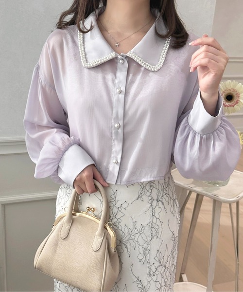 apres jour（アプレジュール）の「パールカラーシアーショートシャツ【ZOZOTOWN限定アイテム】（シャツ/ブラウス・レディース・オフホワイト/ラベンダー/グレー・X-LARGE/フリー）」の22枚目の写真