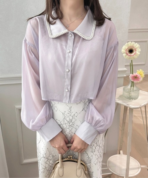 apres jour（アプレジュール）の「パールカラーシアーショートシャツ【ZOZOTOWN限定アイテム】（シャツ/ブラウス・レディース・オフホワイト/ラベンダー/グレー・X-LARGE/フリー）」の19枚目の写真